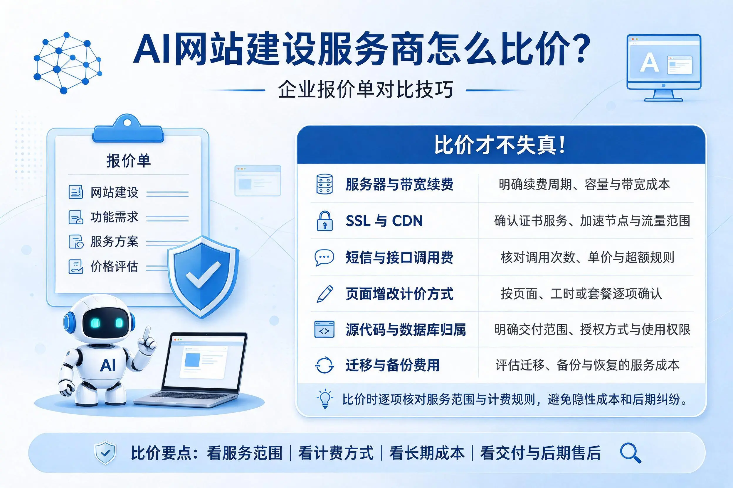 AI网站建设服务商怎么比价？临夏企业报价单对比技巧