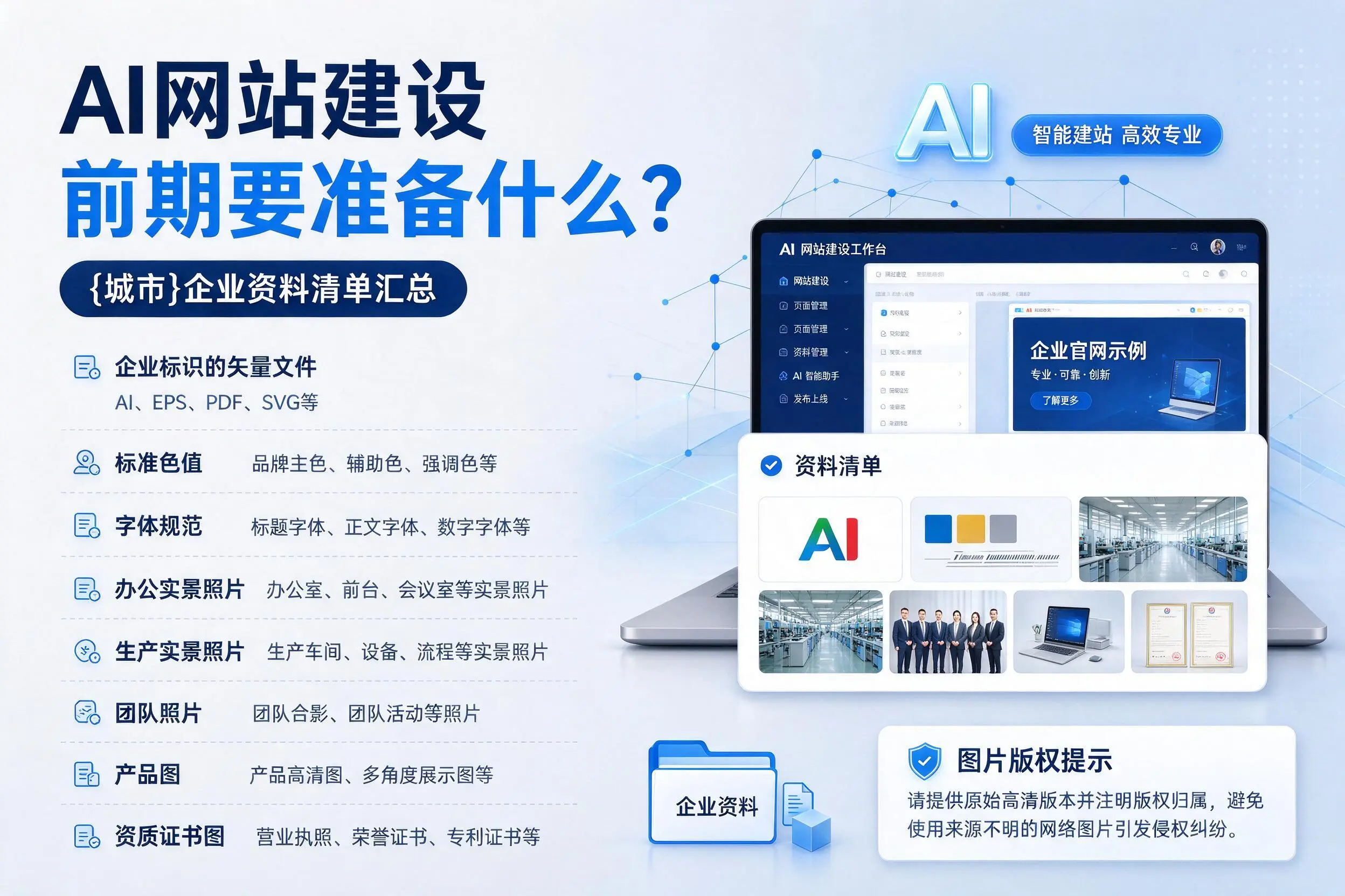 AI网站建设前期要准备什么?临夏企业资料清单汇总